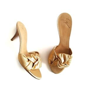 Giuseppe Zanotti | Knotted Rose Gold Mules Heels